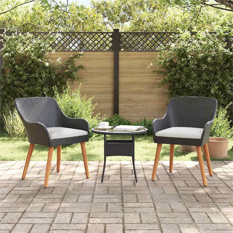 vidaXL Garden Chair 2 pcs Black Poly Rattan