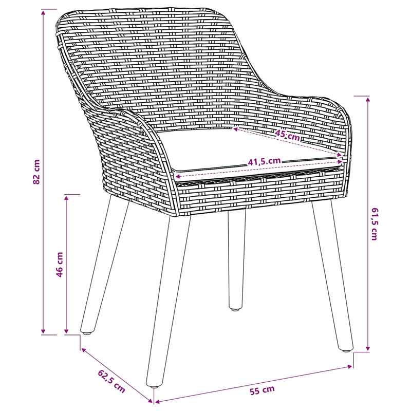 vidaXL Garden Chair 2 pcs Black Poly Rattan