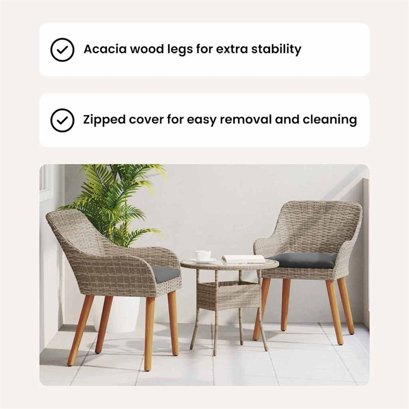 vidaXL Garden Chair 2 pcs Black Poly Rattan