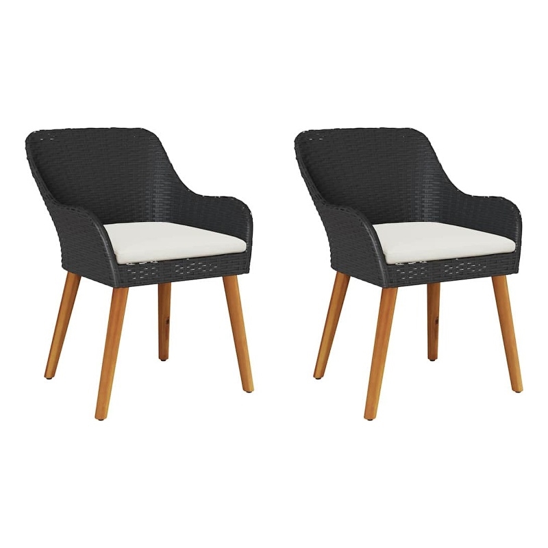 vidaXL Garden Chair 2 pcs Black Poly Rattan