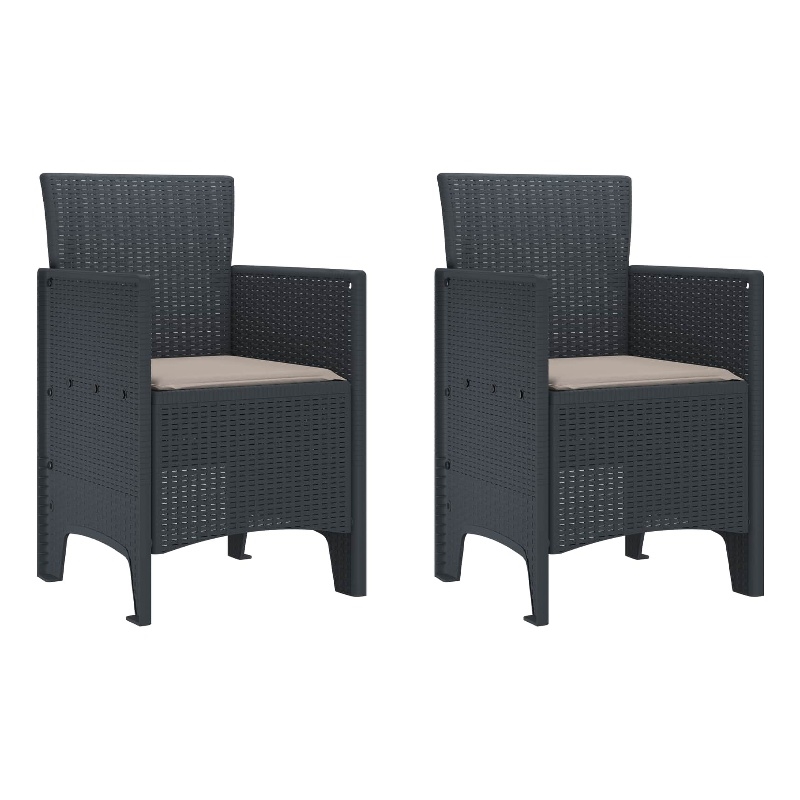 vidaXL Garden Chair 2 pcs Anthracite Polypropylene