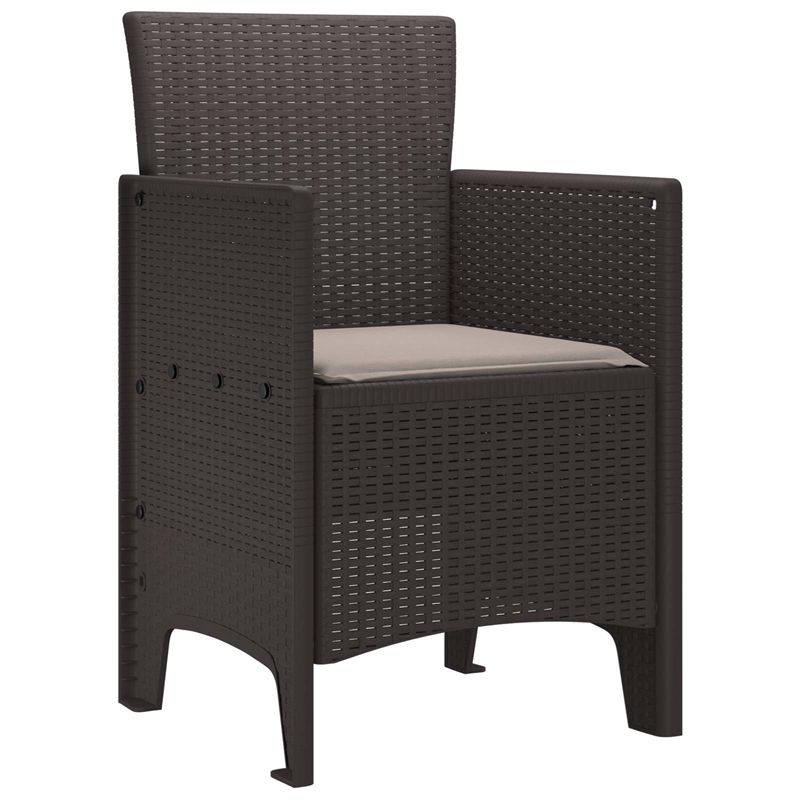 vidaXL Garden Chair 2 pcs Brown Polypropylene