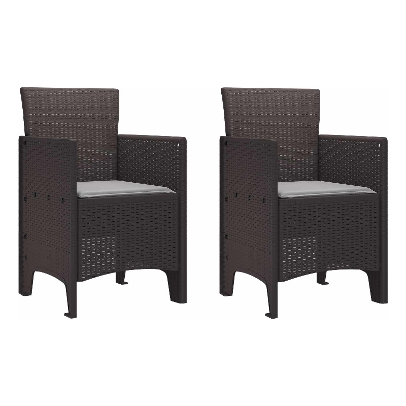 vidaXL Garden Chair 2 pcs Brown Polypropylene