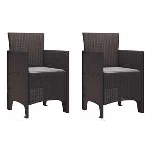 vidaXL Garden Chair 2 pcs Brown Polypropylene
