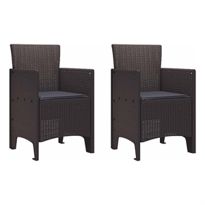 vidaXL Garden Chair 2 pcs Brown Polypropylene