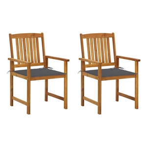 vidaXL Patio Chairs with Cushions 2 pcs Solid Acacia Wood