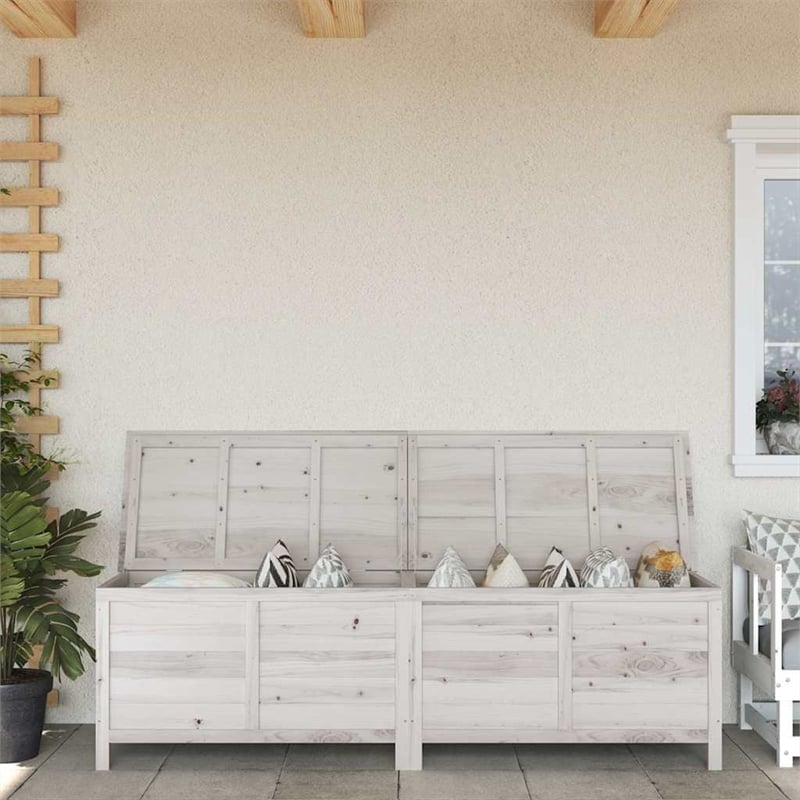 vidaXL Garden Storage Box White 198/5x50x56/5 cm Solid Wood Fir