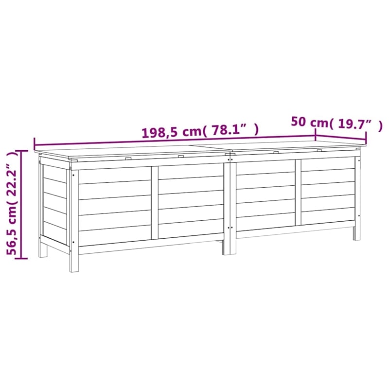 vidaXL Garden Storage Box White 198/5x50x56/5 cm Solid Wood Fir