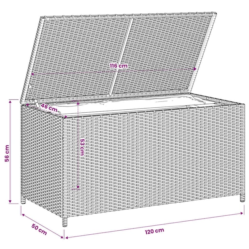 vidaXL Garden Storage Box Mix Beige 50.2 Gal Poly Rattan