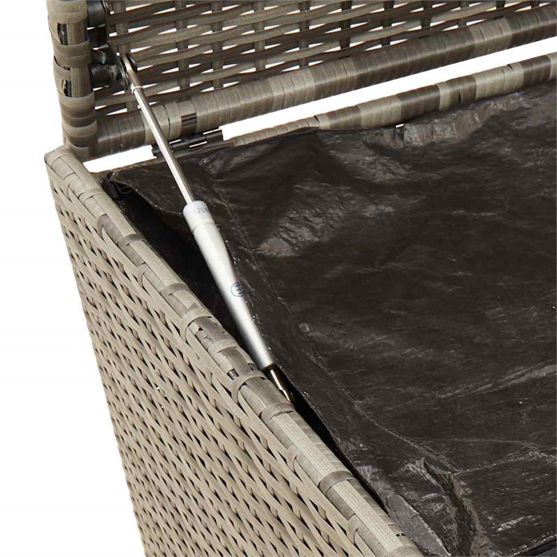 vidaXL Garden Storage Box with Wheels Gray 50.2 Gal Poly Rattan