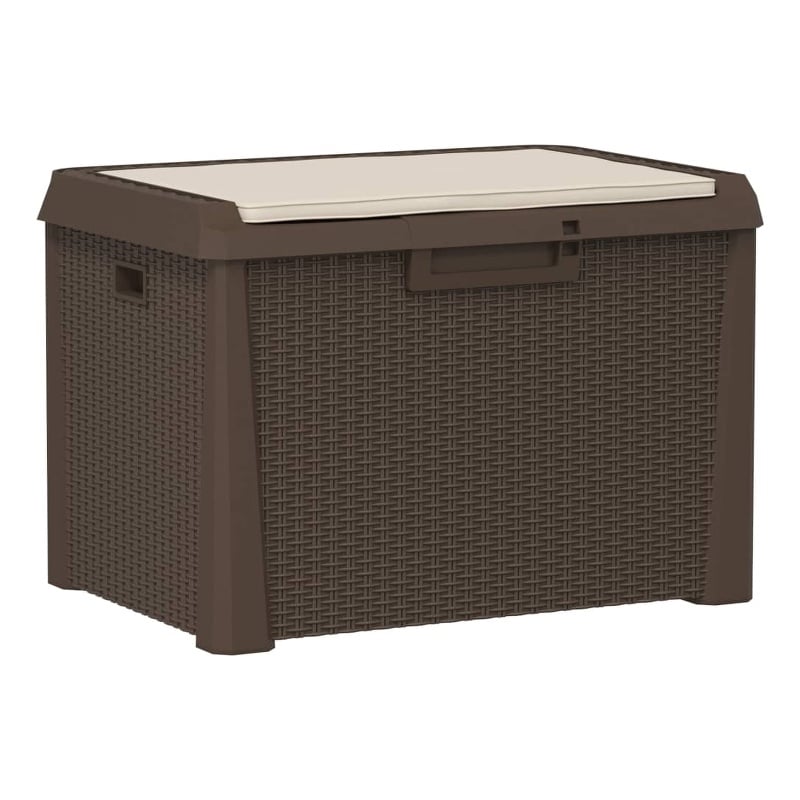vidaXL Patio Storage Box with Seat Cushion Brown 33 gal PP