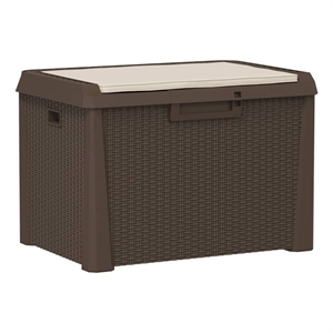 vidaXL Patio Storage Box with Seat Cushion Brown 33 gal PP