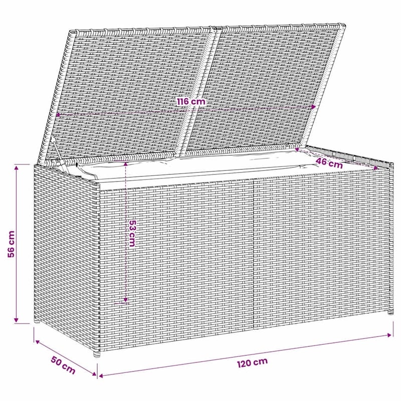 vidaXL Garden Storage Box Gray 74.8 Gal Poly Rattan