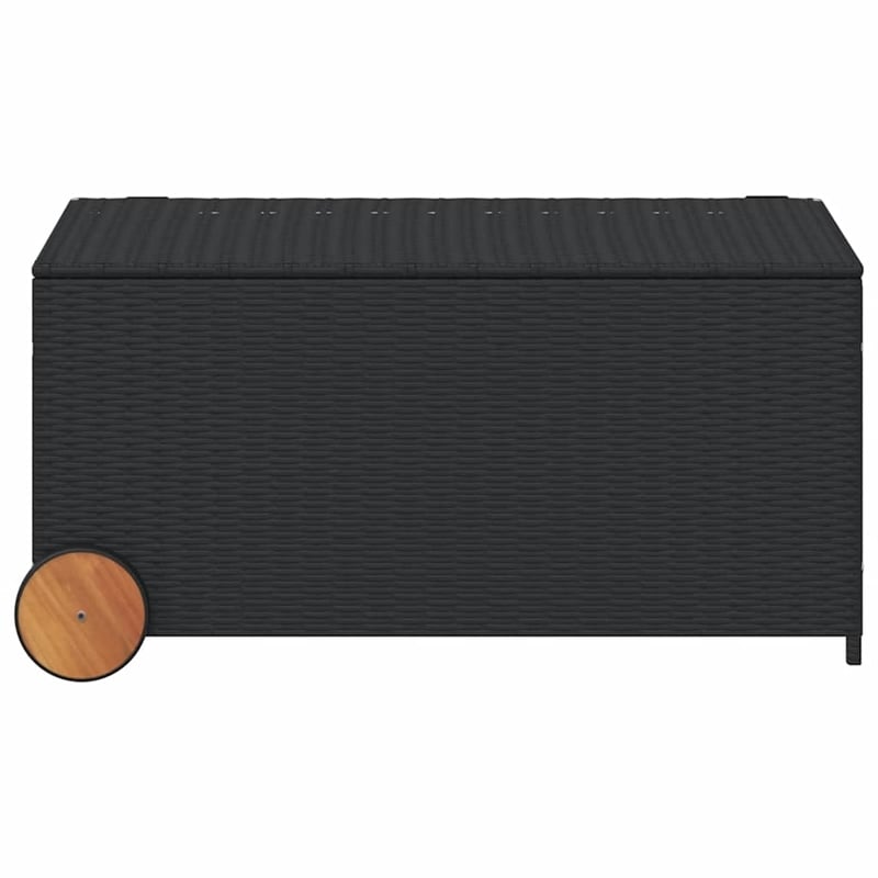 vidaXL Garden Storage Box with Wheels Black 50.2 Gal Poly Rattan