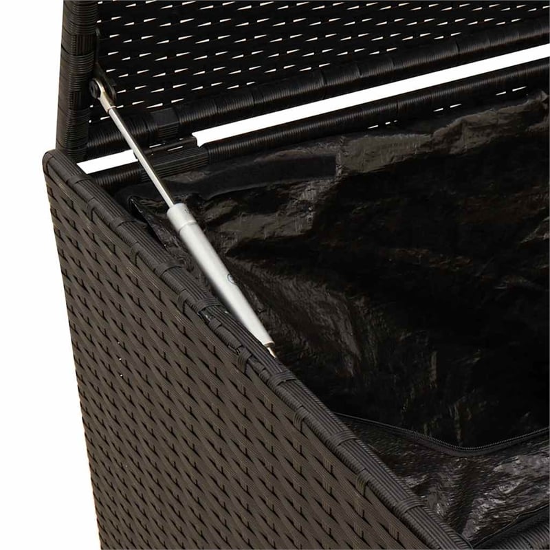 vidaXL Garden Storage Box with Wheels Black 50.2 Gal Poly Rattan
