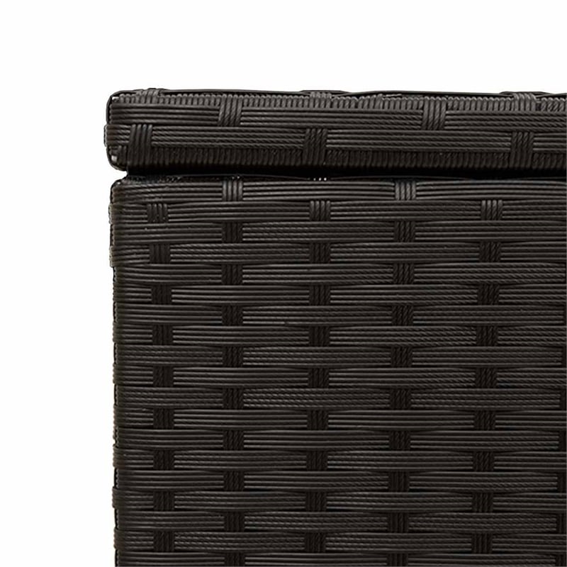 vidaXL Garden Storage Box with Wheels Black 50.2 Gal Poly Rattan