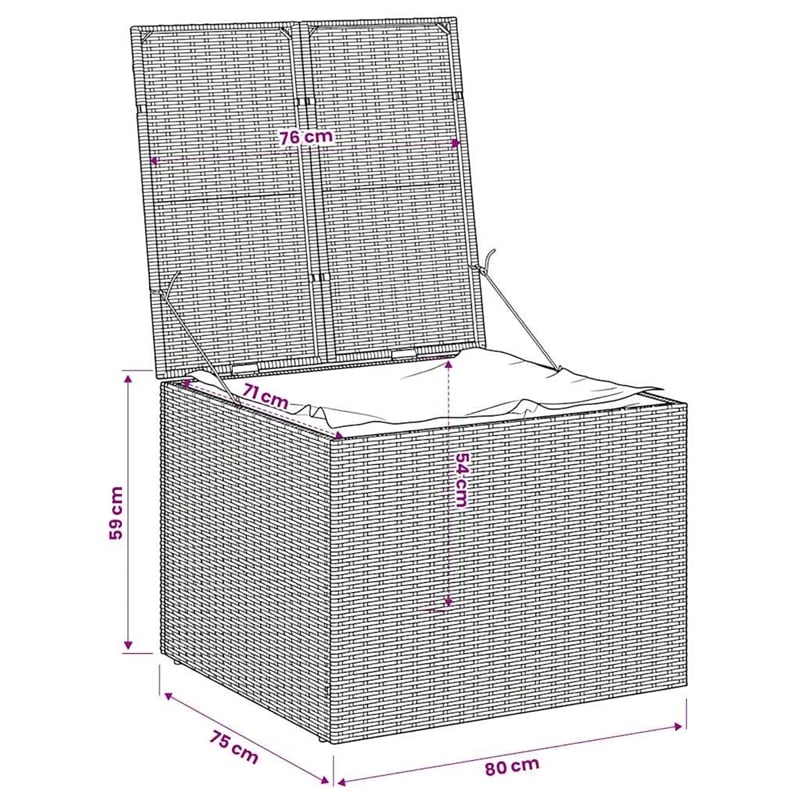vidaXL Garden Storage Box Black 76.9 Gal Poly Rattan