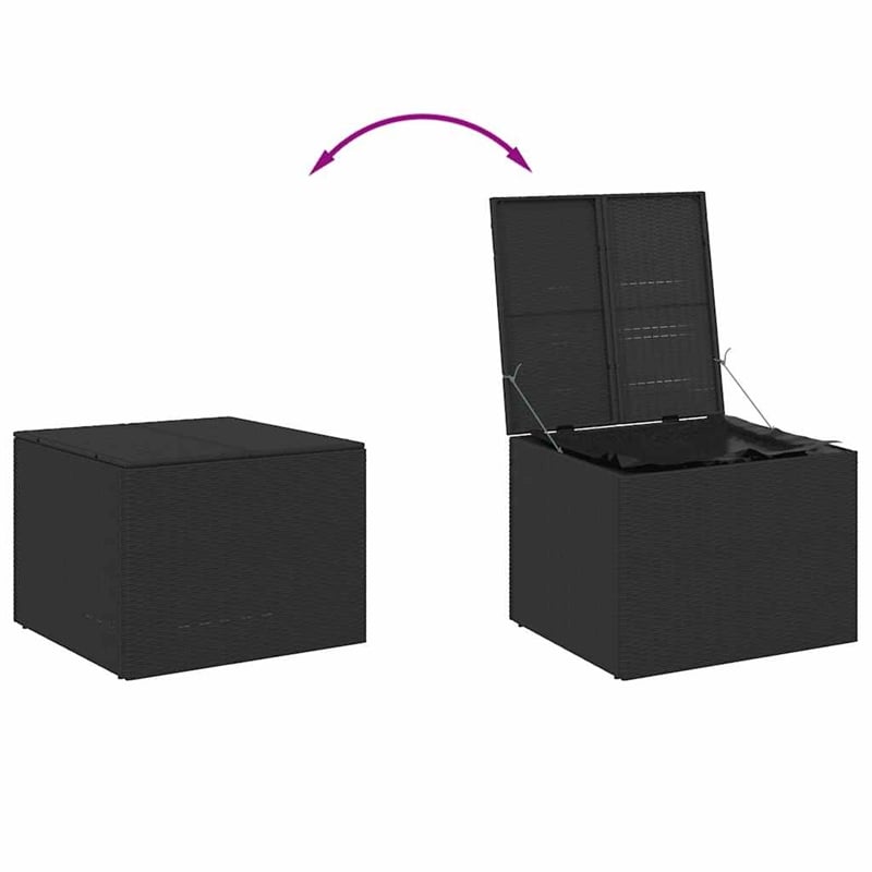 vidaXL Garden Storage Box Black 76.9 Gal Poly Rattan