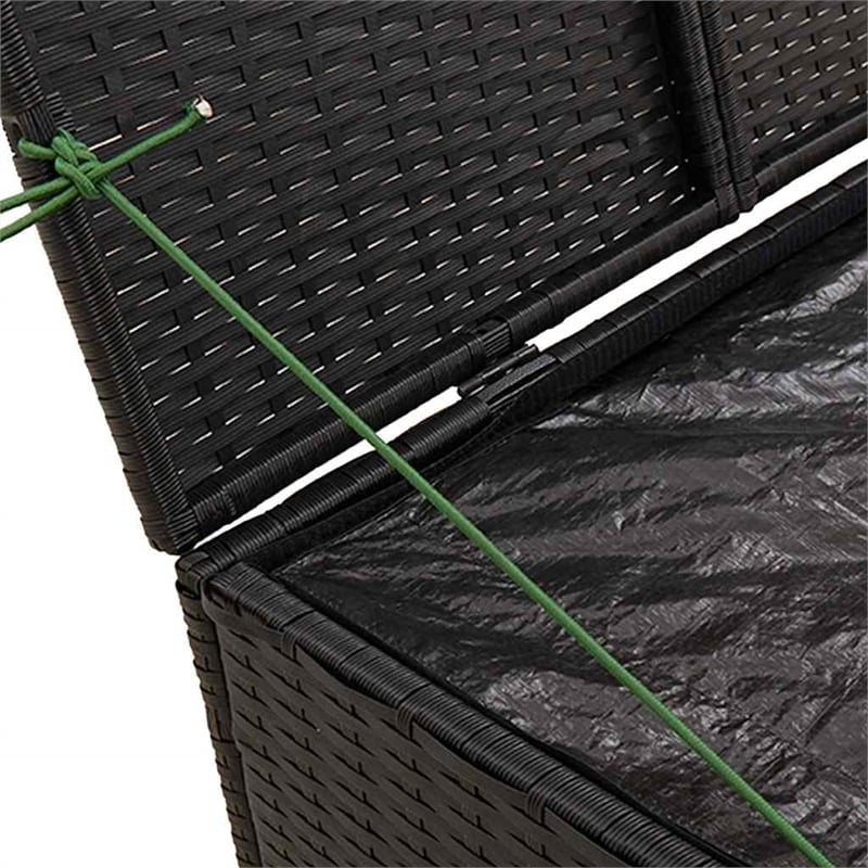 vidaXL Garden Storage Box Black 76.9 Gal Poly Rattan