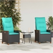 vidaXL Reclining Garden Chair Black and Turquoise Poly Rattan