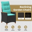 vidaXL Reclining Garden Chair Black and Turquoise Poly Rattan