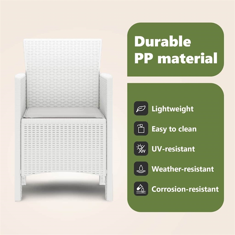 vidaXL Garden Chair 2 pcs White Polypropylene