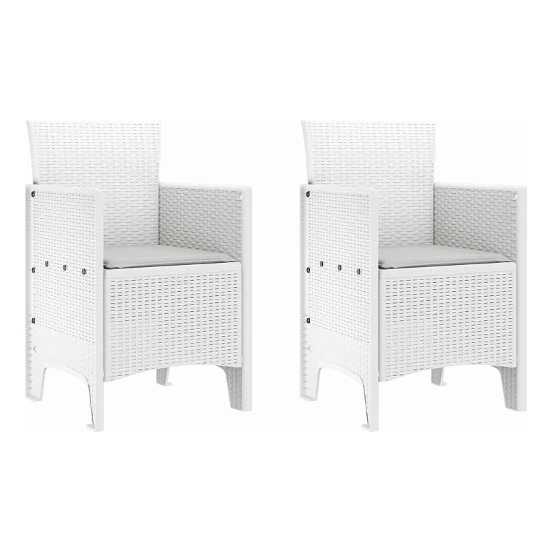 vidaXL Garden Chair 2 pcs White Polypropylene
