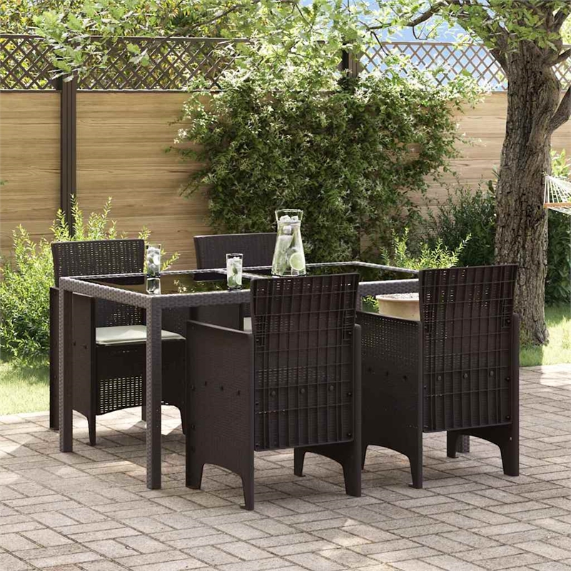 vidaXL Garden Chair 4 pcs Brown Polypropylene
