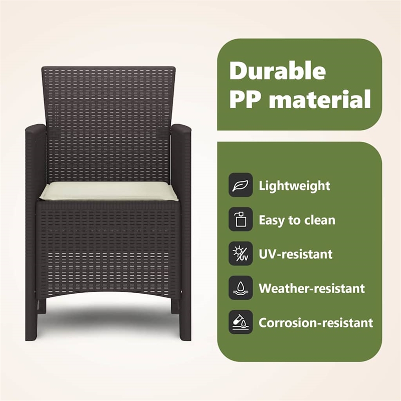 vidaXL Garden Chair 4 pcs Brown Polypropylene