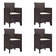 vidaXL Garden Chair 4 pcs Brown Polypropylene
