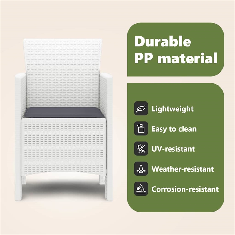 vidaXL Garden Chair 4 pcs White Polypropylene