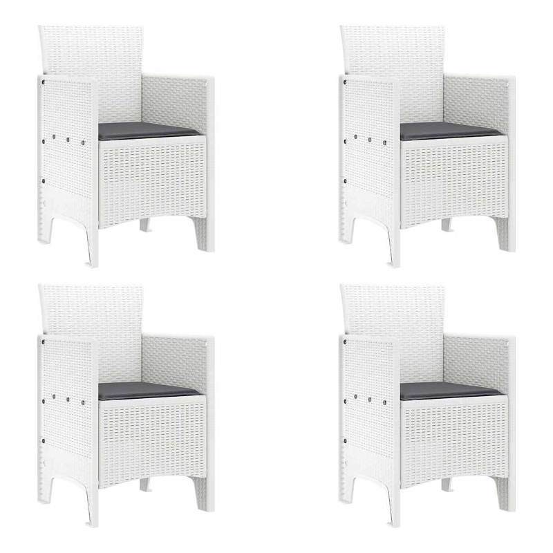 vidaXL Garden Chair 4 pcs White Polypropylene