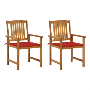 vidaXL Patio Chairs with Cushions 2 pcs Solid Acacia Wood