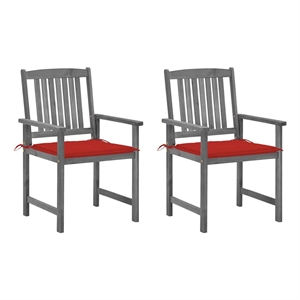 vidaXL Patio Chairs with Cushions 2 pcs Gray Solid Acacia Wood