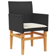 vidaXL Patio Chairs with Cushions 2 pcs Black Poly Rattan&Solid Wood