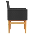 vidaXL Patio Chairs with Cushions 2 pcs Black Poly Rattan&Solid Wood