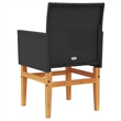vidaXL Patio Chairs with Cushions 2 pcs Black Poly Rattan&Solid Wood