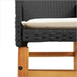 vidaXL Patio Chairs with Cushions 2 pcs Black Poly Rattan&Solid Wood