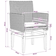 vidaXL Patio Chairs with Cushions 2 pcs Black Poly Rattan&Solid Wood