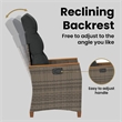vidaXL Reclining Garden Chair Grey and Dark Grey Poly Rattan