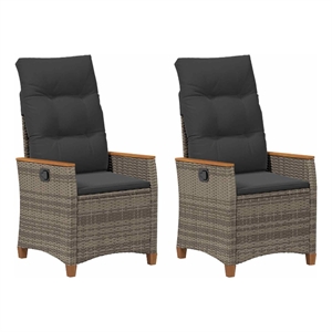 vidaXL Reclining Garden Chair Grey and Dark Grey Poly Rattan