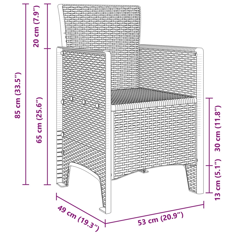 vidaXL Garden Chair 2 pcs White Polypropylene