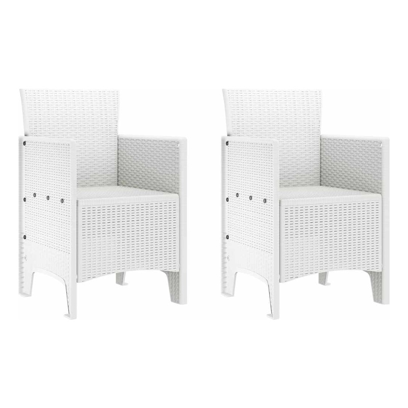 vidaXL Garden Chair 2 pcs White Polypropylene