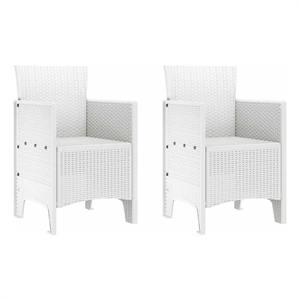vidaXL Garden Chair 2 pcs White Polypropylene