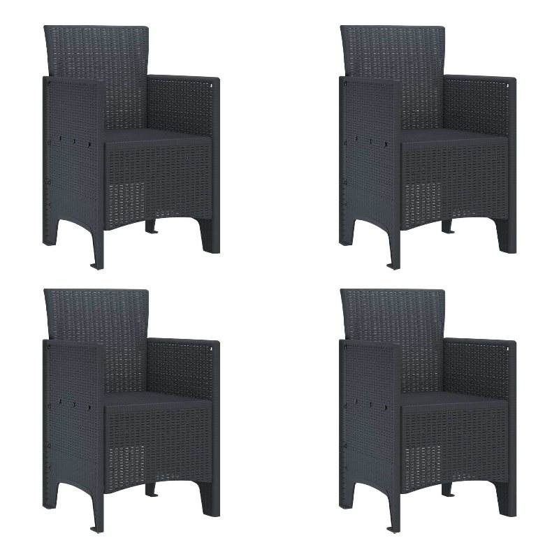vidaXL Garden Chair 4 pcs Anthracite Polypropylene