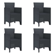 vidaXL Garden Chair 4 pcs Anthracite Polypropylene