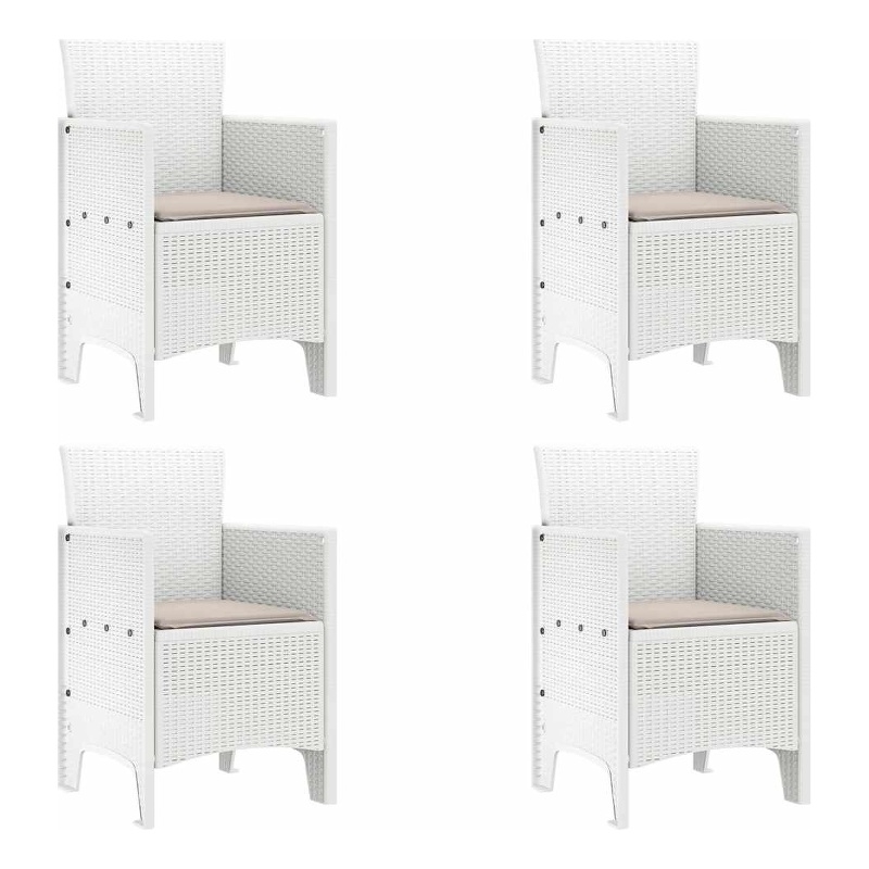 vidaXL Garden Chair 4 pcs White Polypropylene
