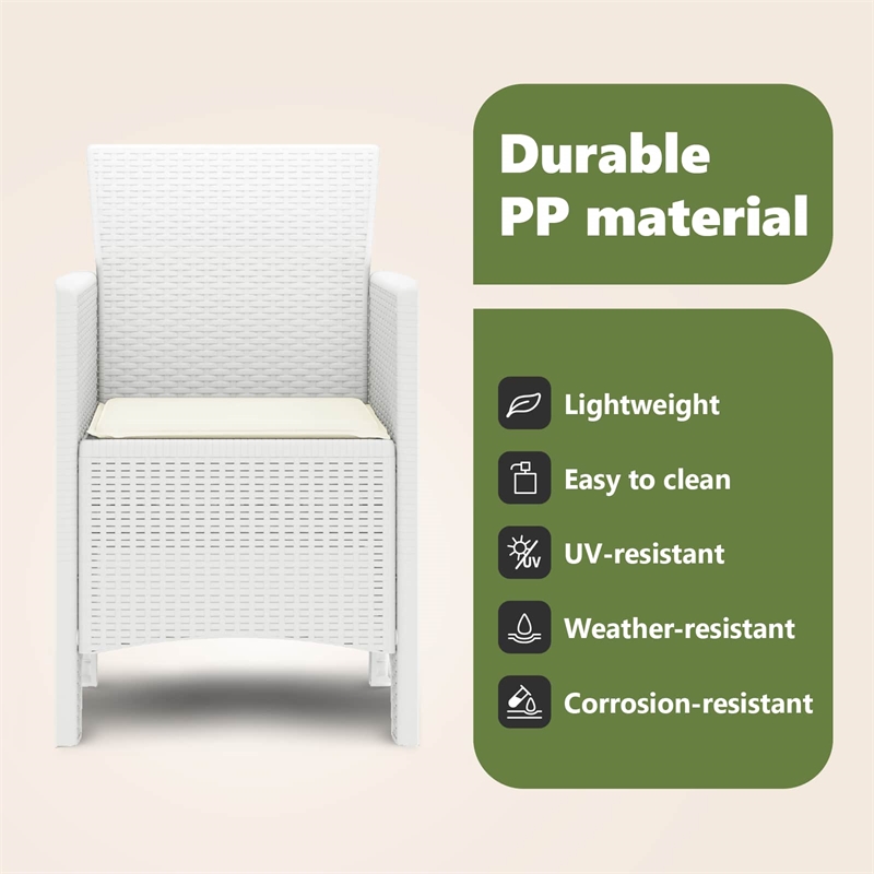 vidaXL Garden Chair 4 pcs White Polypropylene