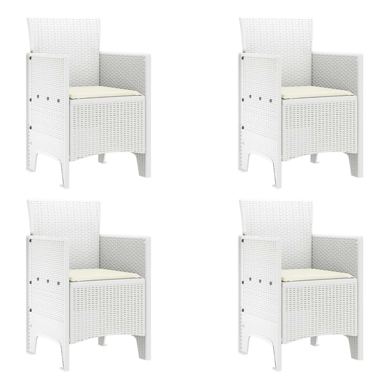 vidaXL Garden Chair 4 pcs White Polypropylene