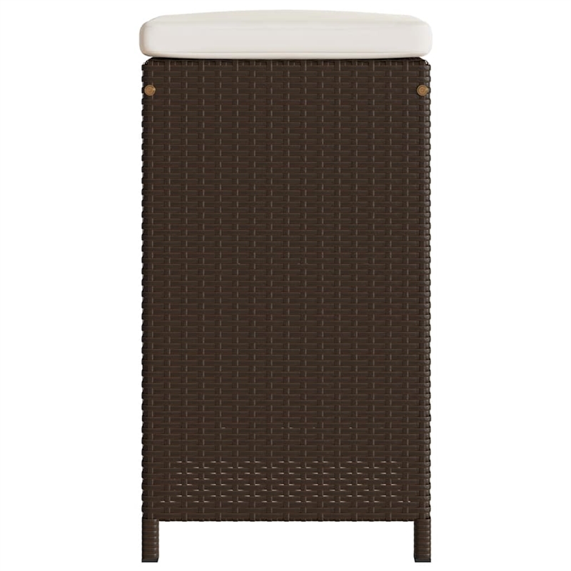 vidaXL Patio Bar Stools with Cushions 2 pcs Brown Poly Rattan